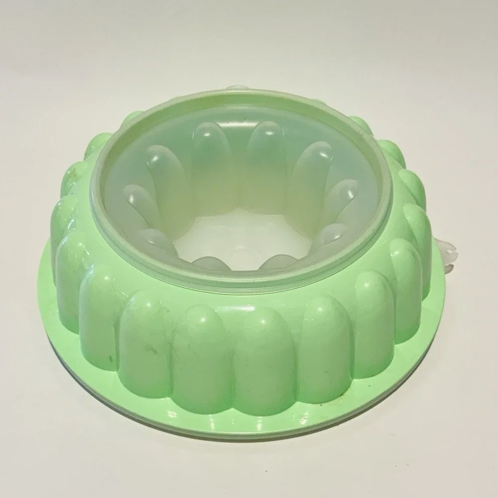 Vintage Tupperware 3pc Jel-N-Serve Jello Ice Cream Mousse Mold  Mint Green‎ 1201